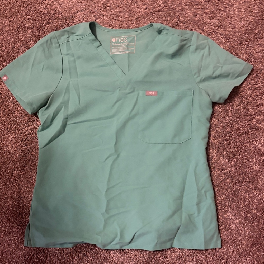 Figs Women's Teal Short Sleeve Top